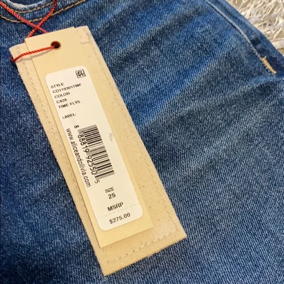 Alice + Olivia AO LA High Waisted rise button fly Ripped denim Skinny Jeans